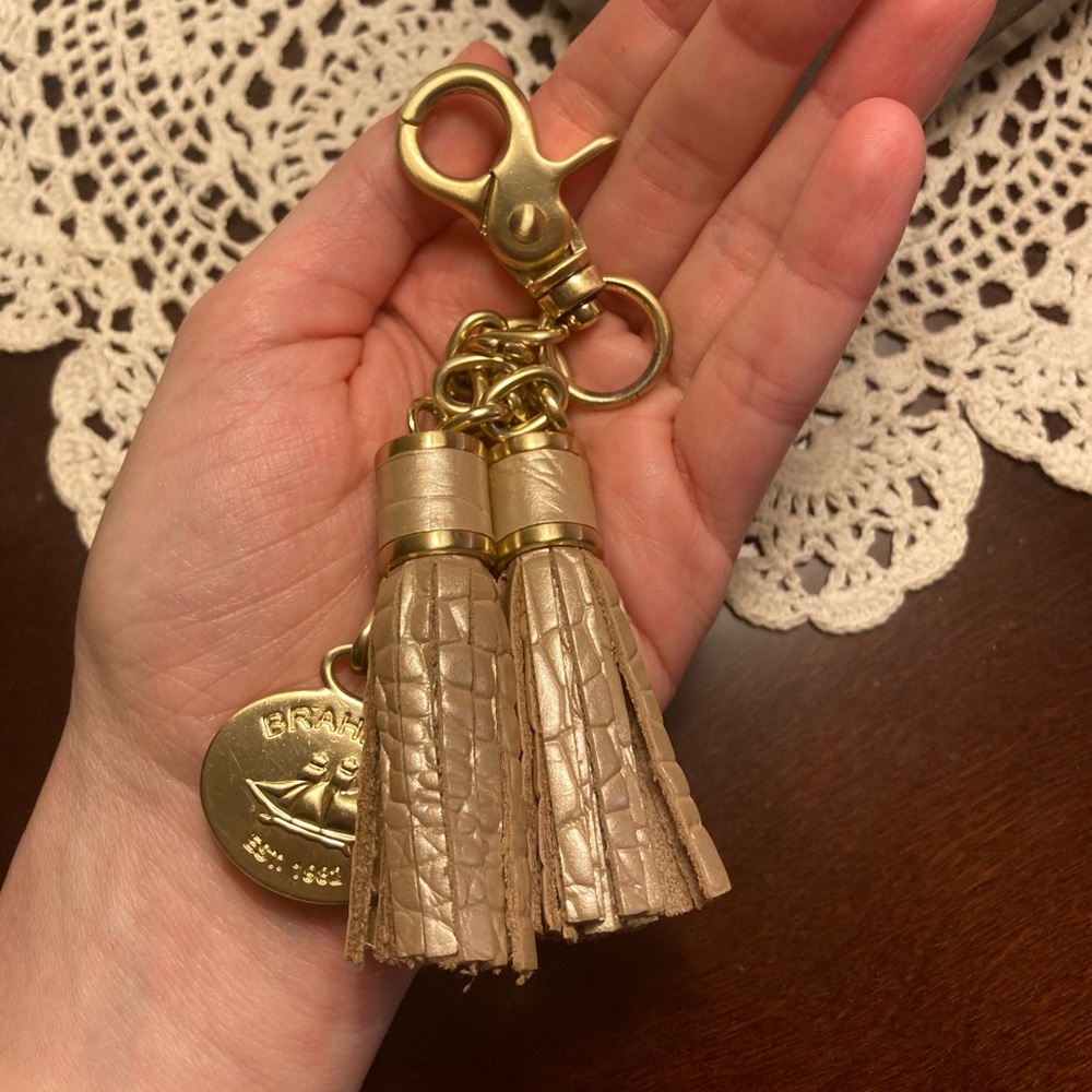 Brahmin Melbourne Wilmington double leather tassels clip charm